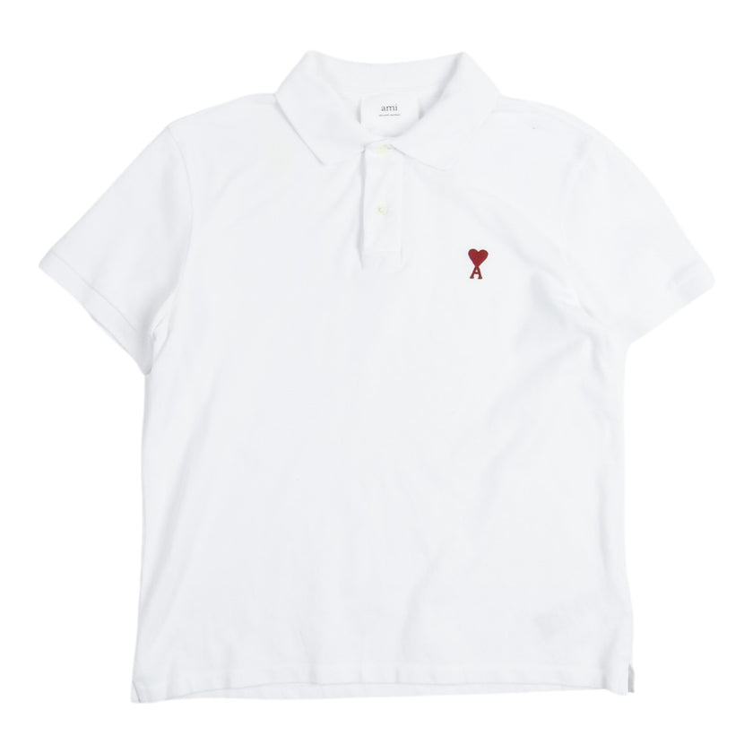 AMI Paris White SS Polo Shirt Size Medium