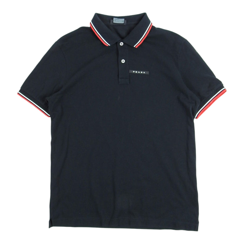 Prada Black SS Polo Shirt Size Large