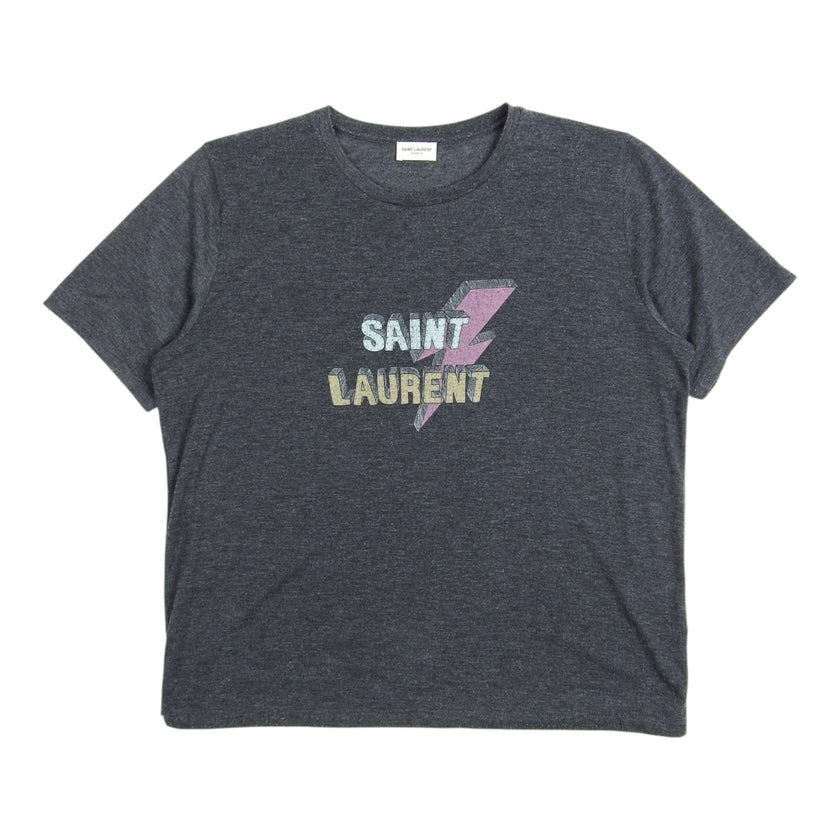 Saint Laurent Heather Grey Lightning Bolt T-Shirt Size Medium