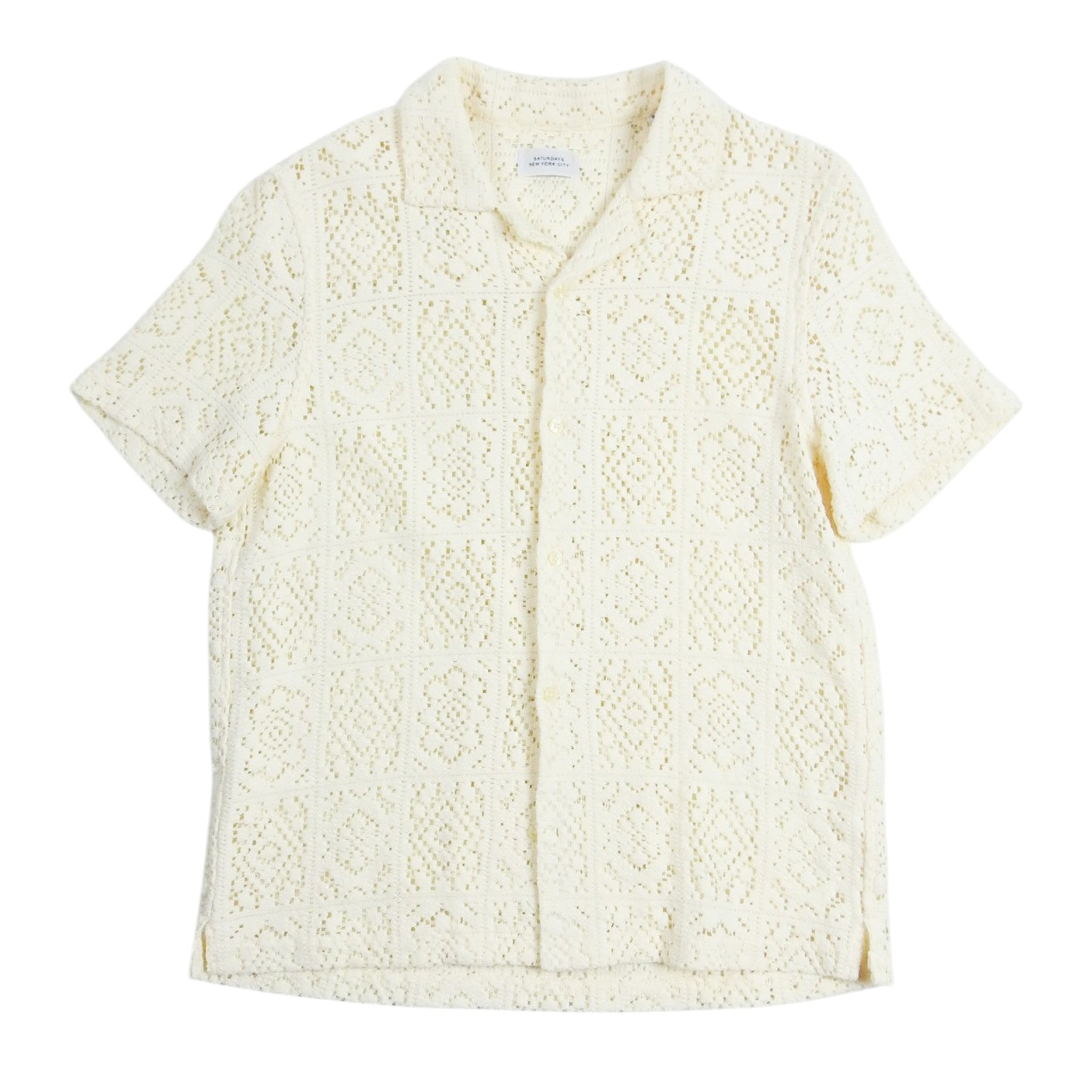 Saturdays NYC SS Crochet Camp Shirt Size Medium