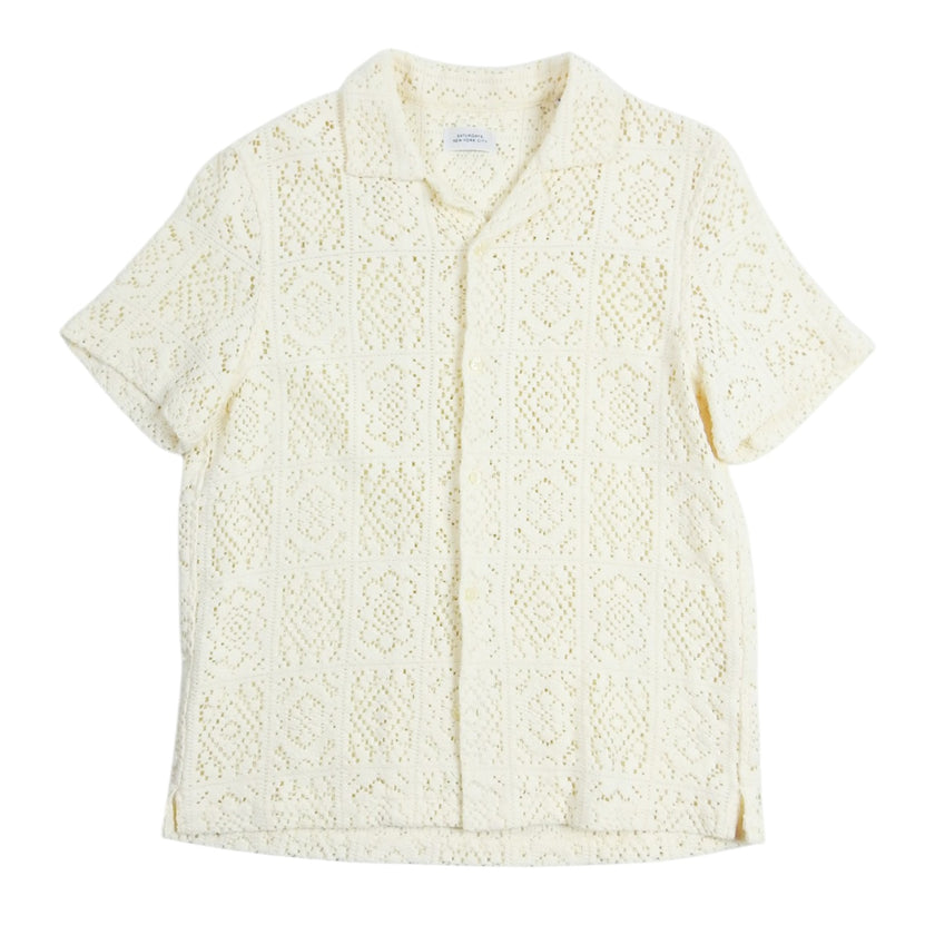 Saturdays NYC SS Crochet Camp Shirt Size Medium