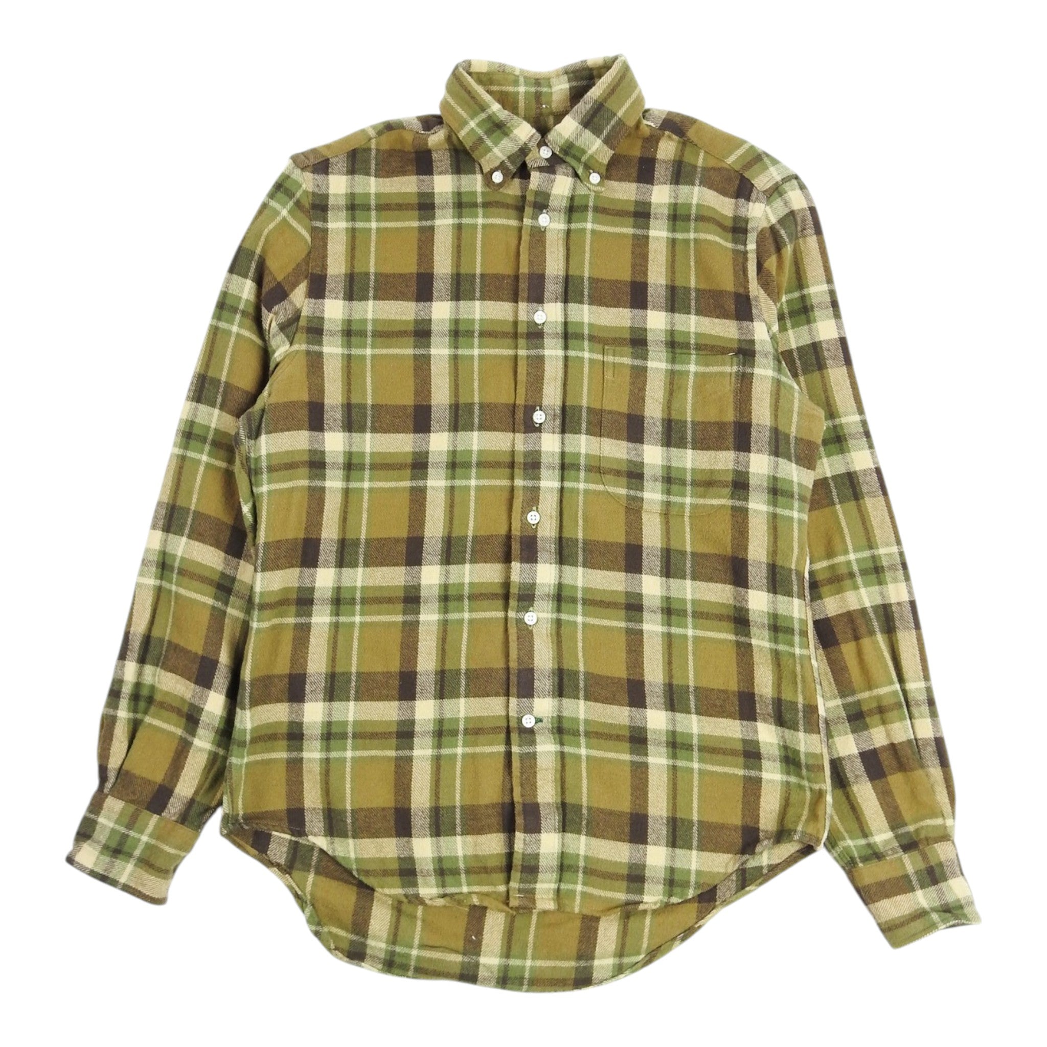 Gitman Bros Brown/Yellow Plaid Shirt Size Small