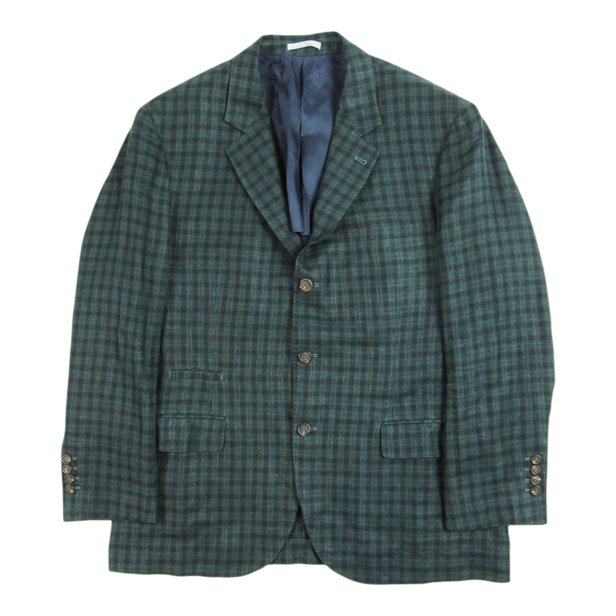 Brunello Cucinelli Green Check Blazer Size 58