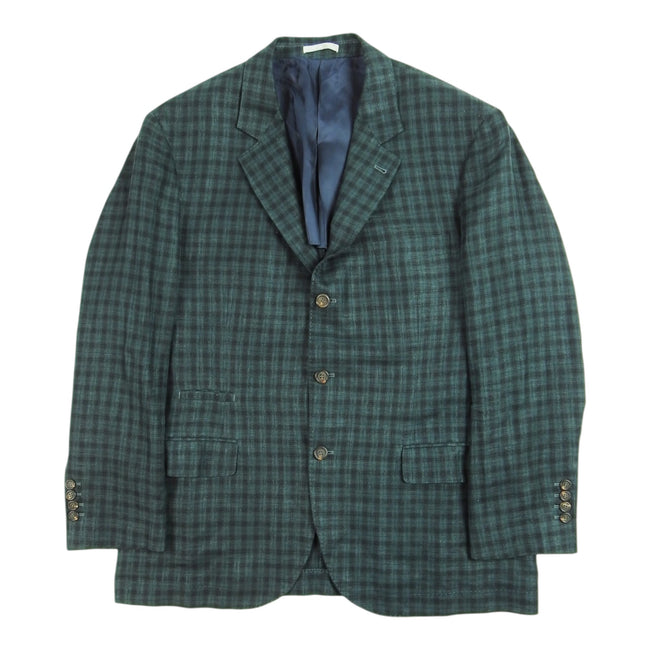 Brunello Cucinelli Green Check Blazer Size 58