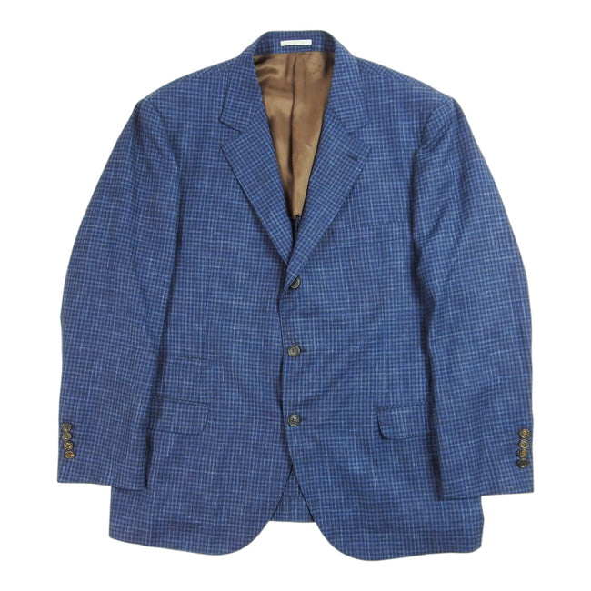 Brunello Cucinelli Blue Check Blazer Size 58