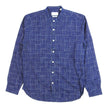 Oliver Spencer Navy Check Mandarin Collar Shirt Size 16