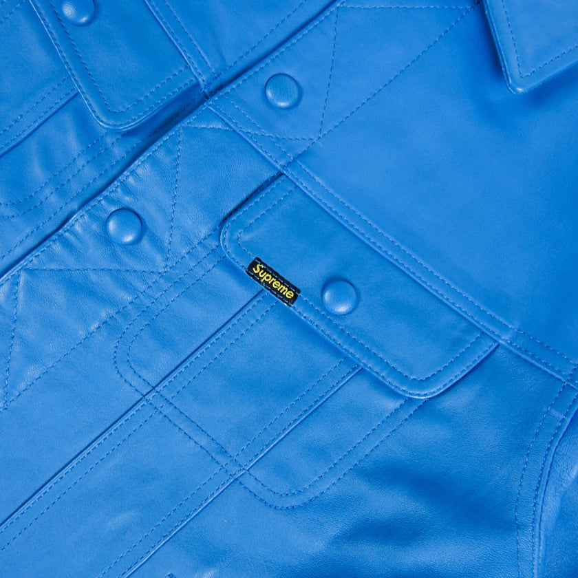 Supreme Blue Leather Jacket Size Small
