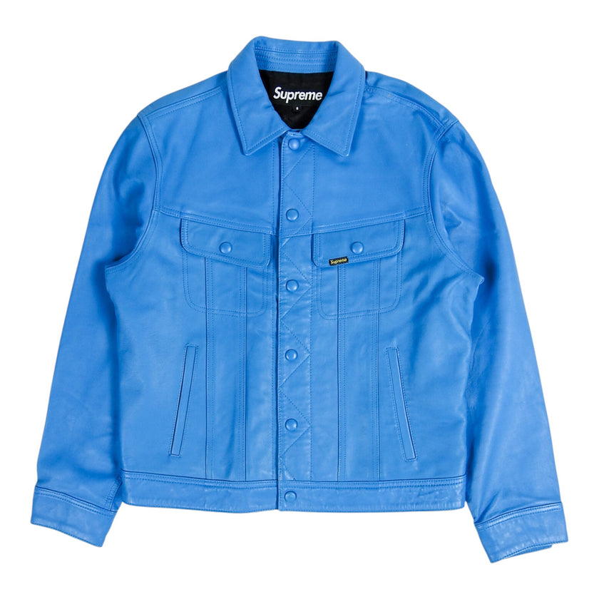 Supreme Blue Leather Jacket Size Small