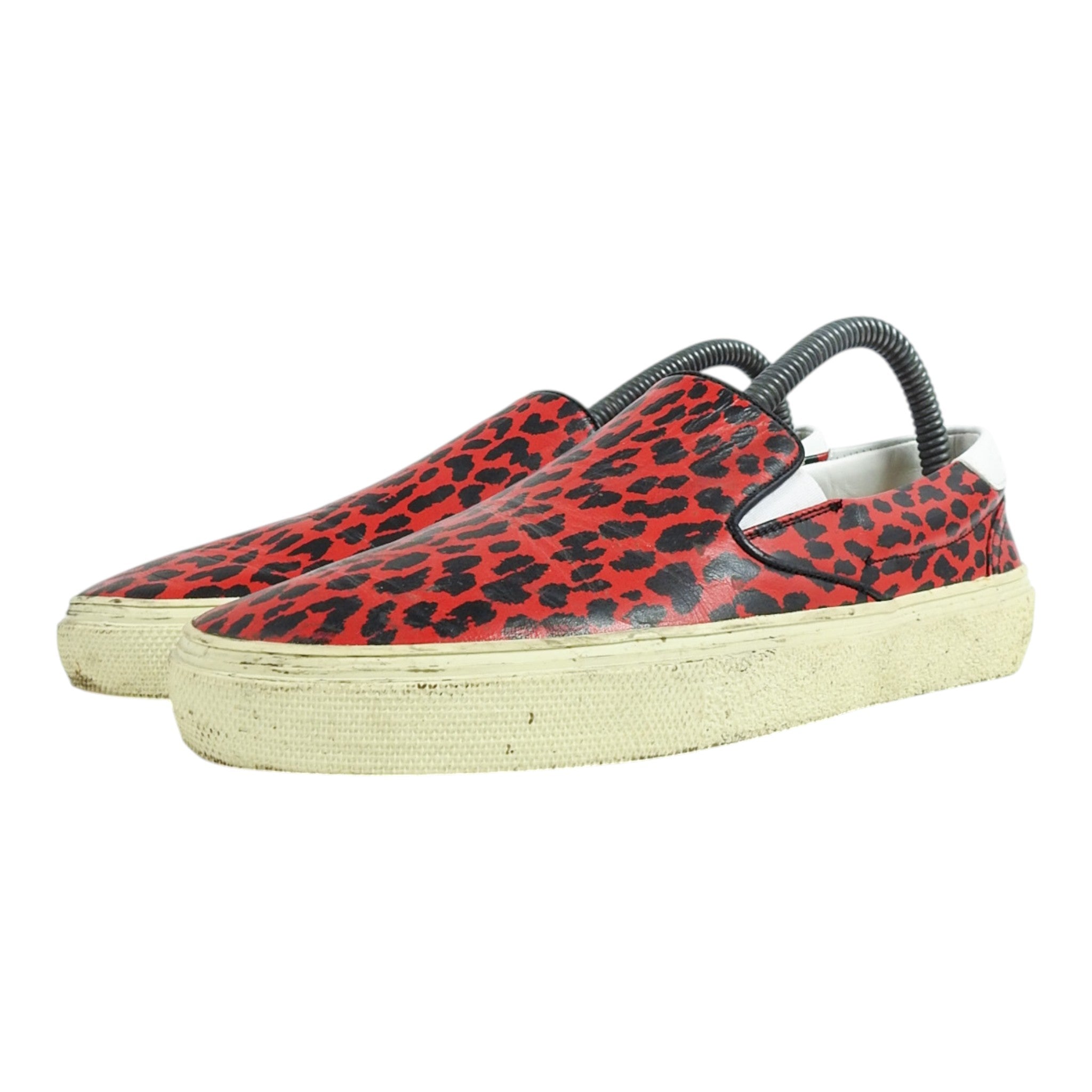 Saint Laurent Red Leopard Slip-Ons Size 39