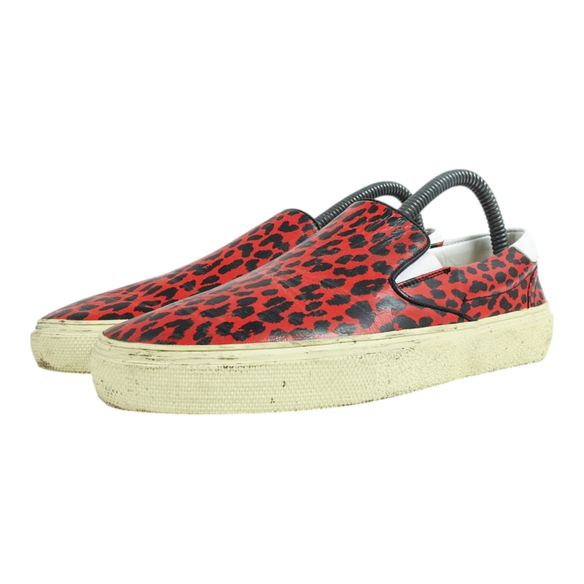 Saint Laurent Red Leopard Slip-Ons Size 39