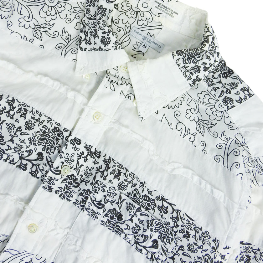Engineered Garments White Pattern Striped LS Shirt Size Medium
