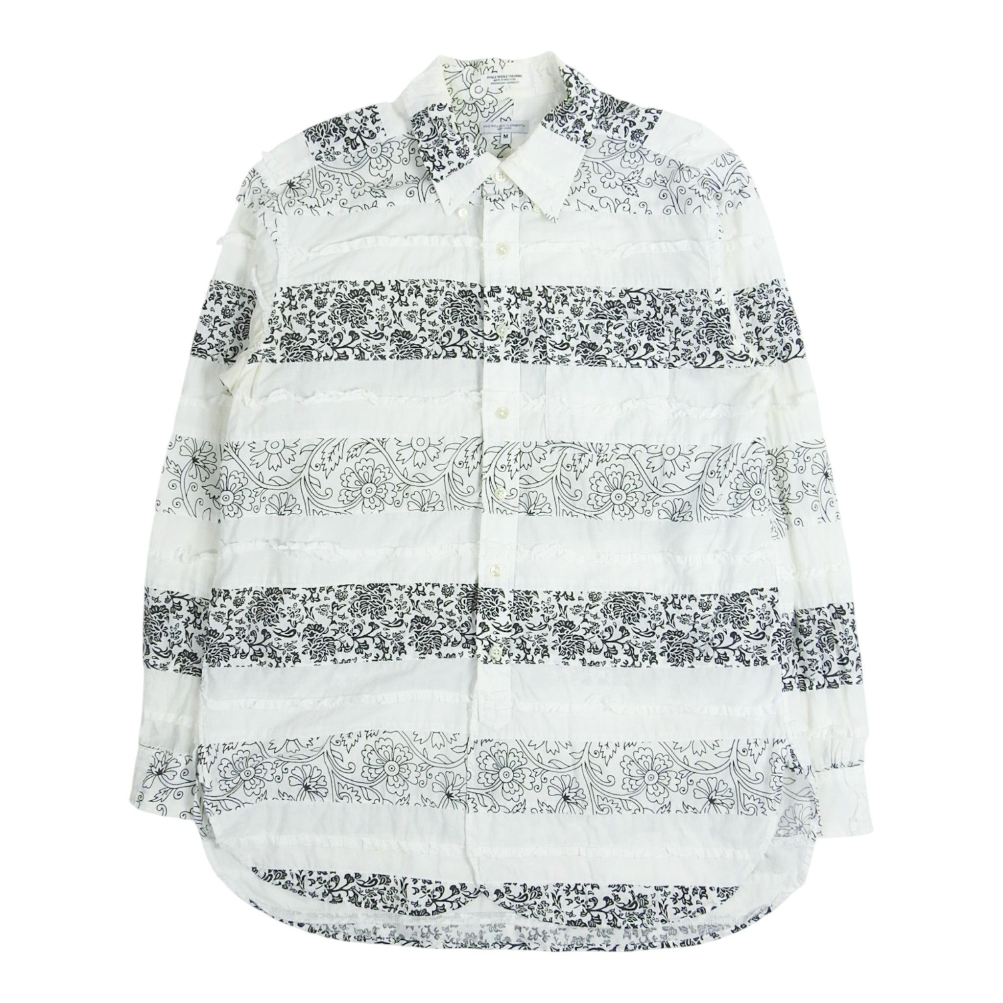 Engineered Garments White Pattern Striped LS Shirt Size Medium