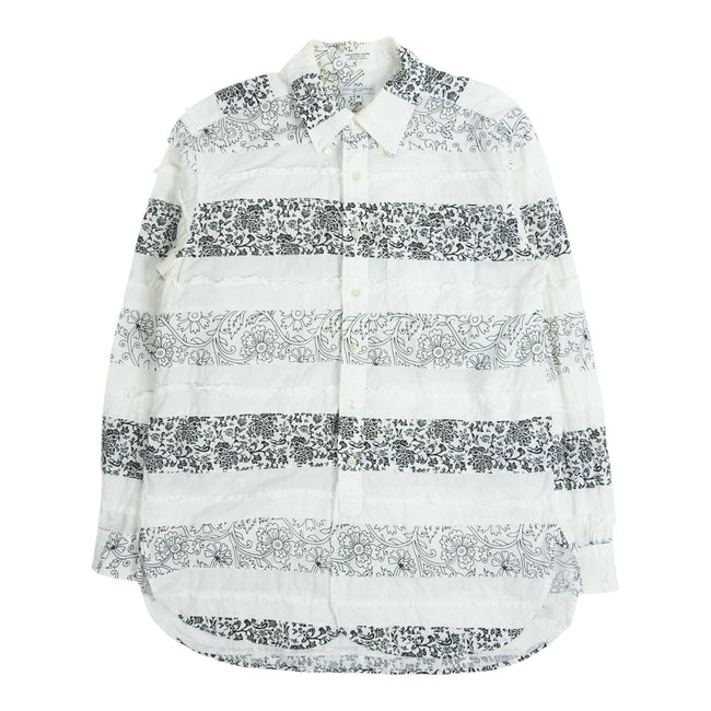 Engineered Garments White Pattern Striped LS Shirt Size Medium