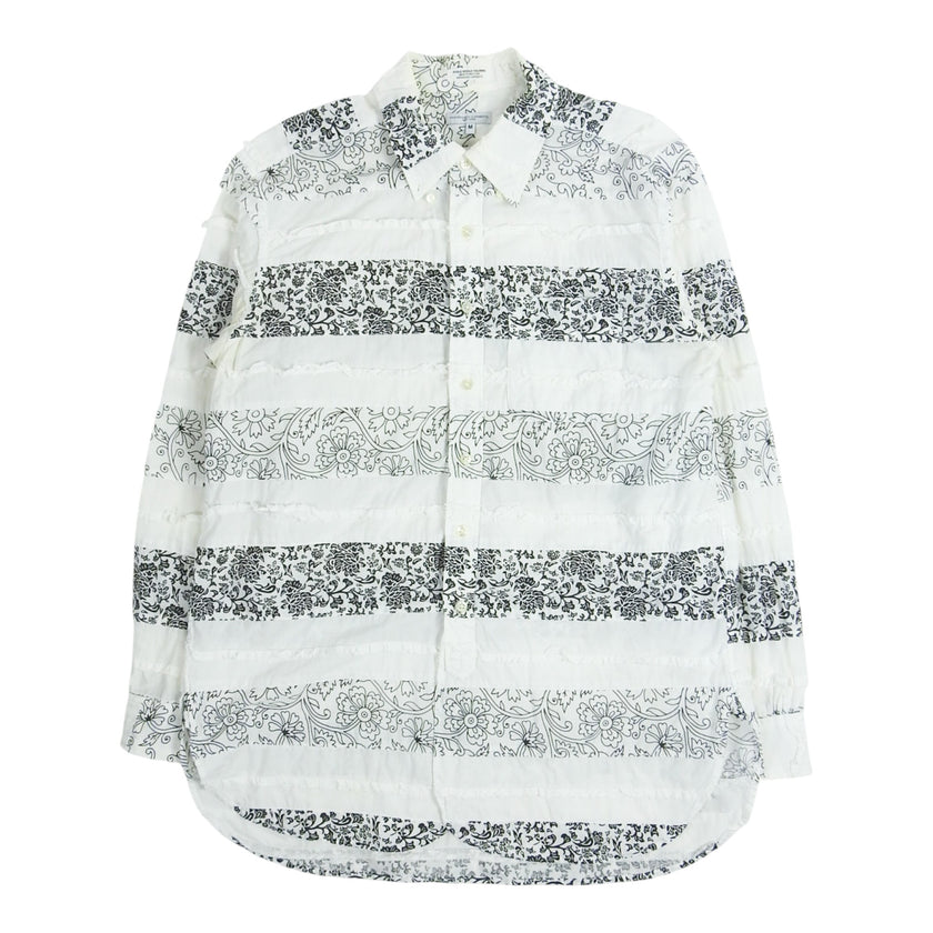Engineered Garments White Pattern Striped LS Shirt Size Medium