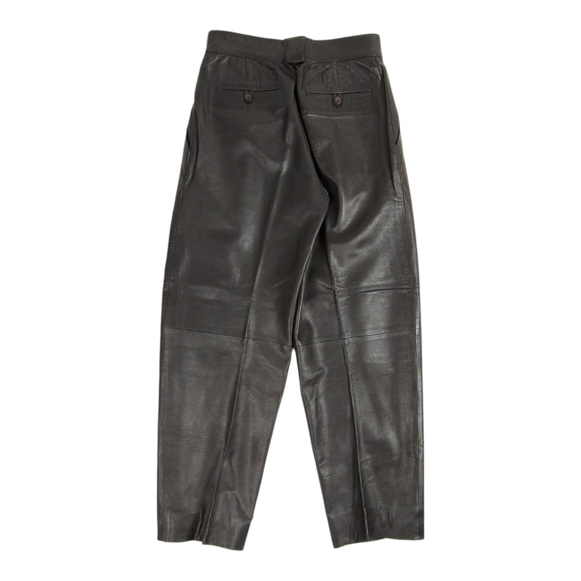 Mario Valentino Pleated Brown Leather Pants Size 44