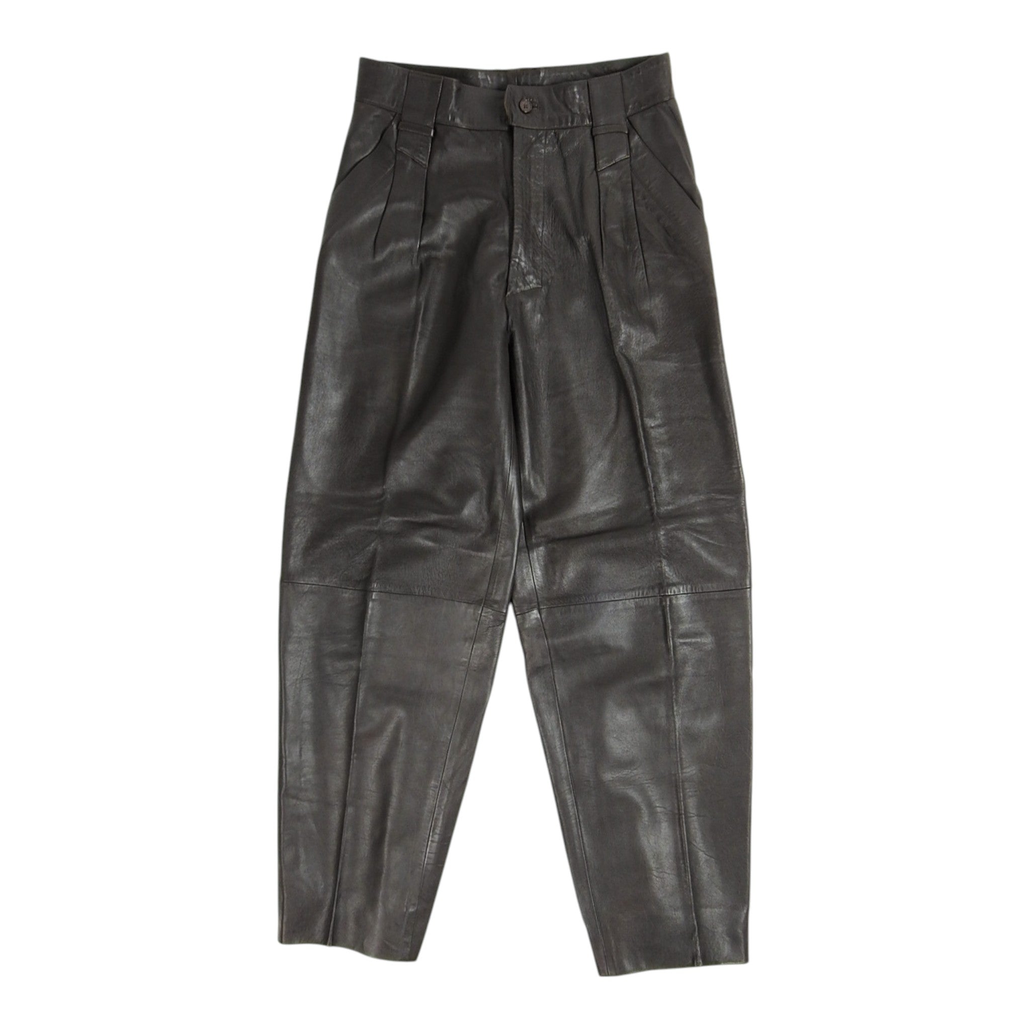 Mario Valentino Pleated Brown Leather Pants Size 44