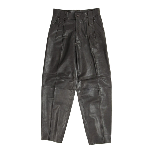 Mario Valentino Pleated Brown Leather Pants Size 44