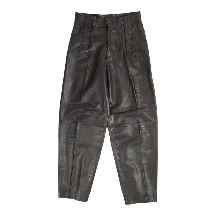 Mario Valentino Pleated Brown Leather Pants Size 44