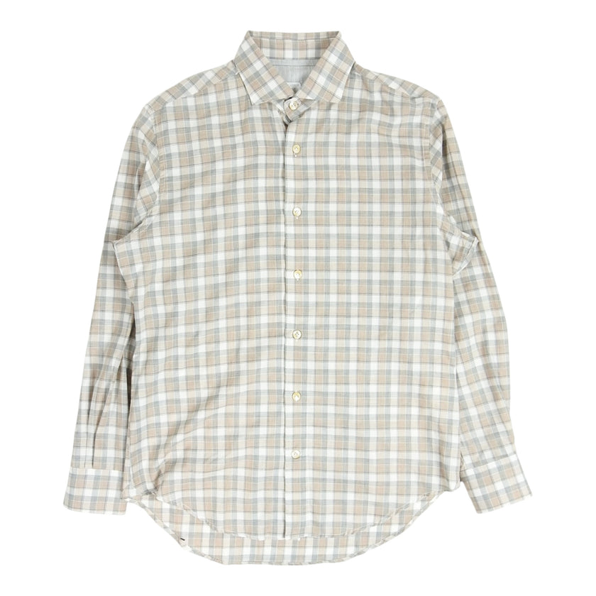 Eleventy Plaid LS Shirt Size Medium