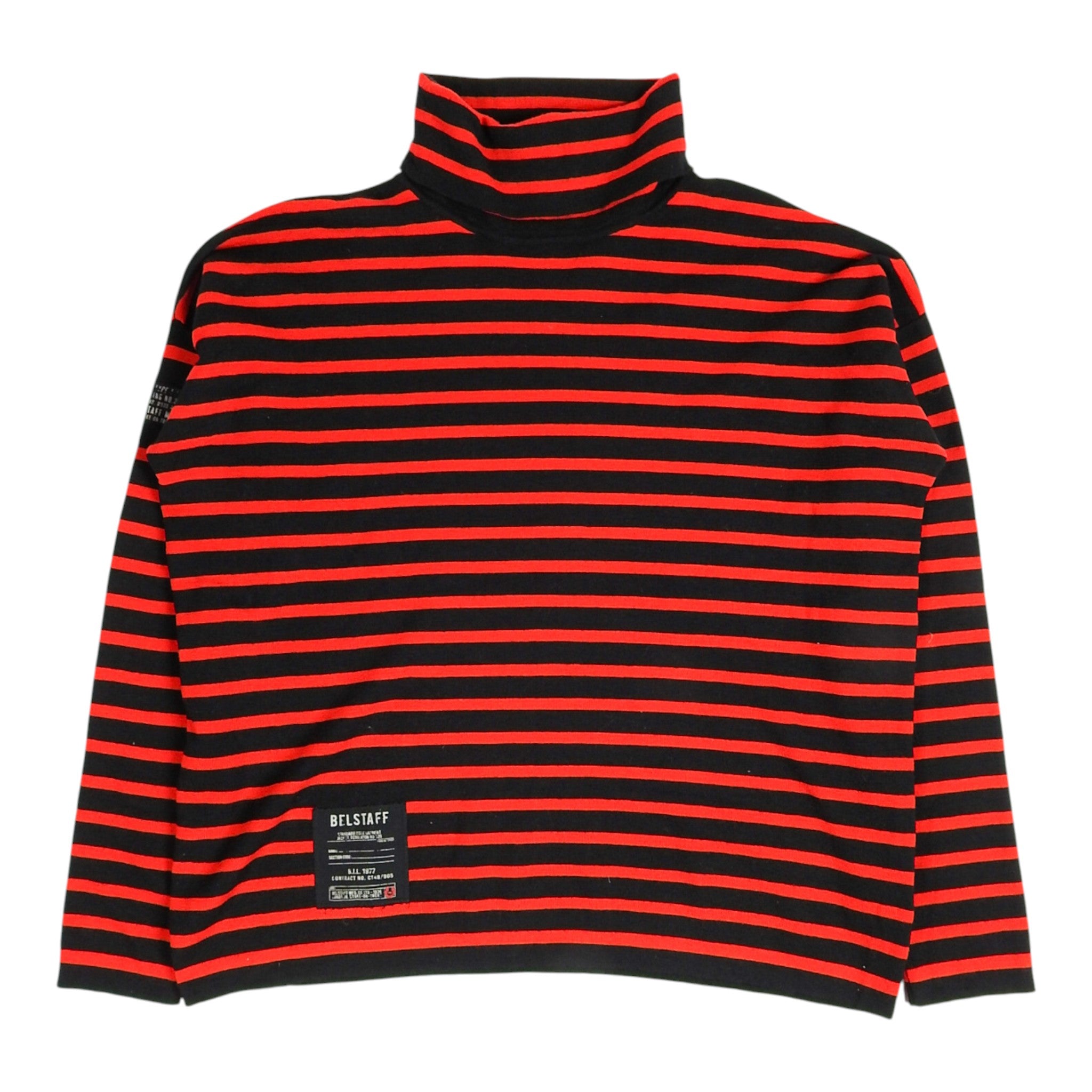 Belstaff Red and Black Striped Turtleneck Size Large