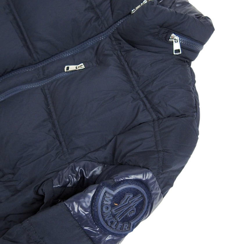 Moncler Navy Puffer Jacket with Retractable Hood Size 1