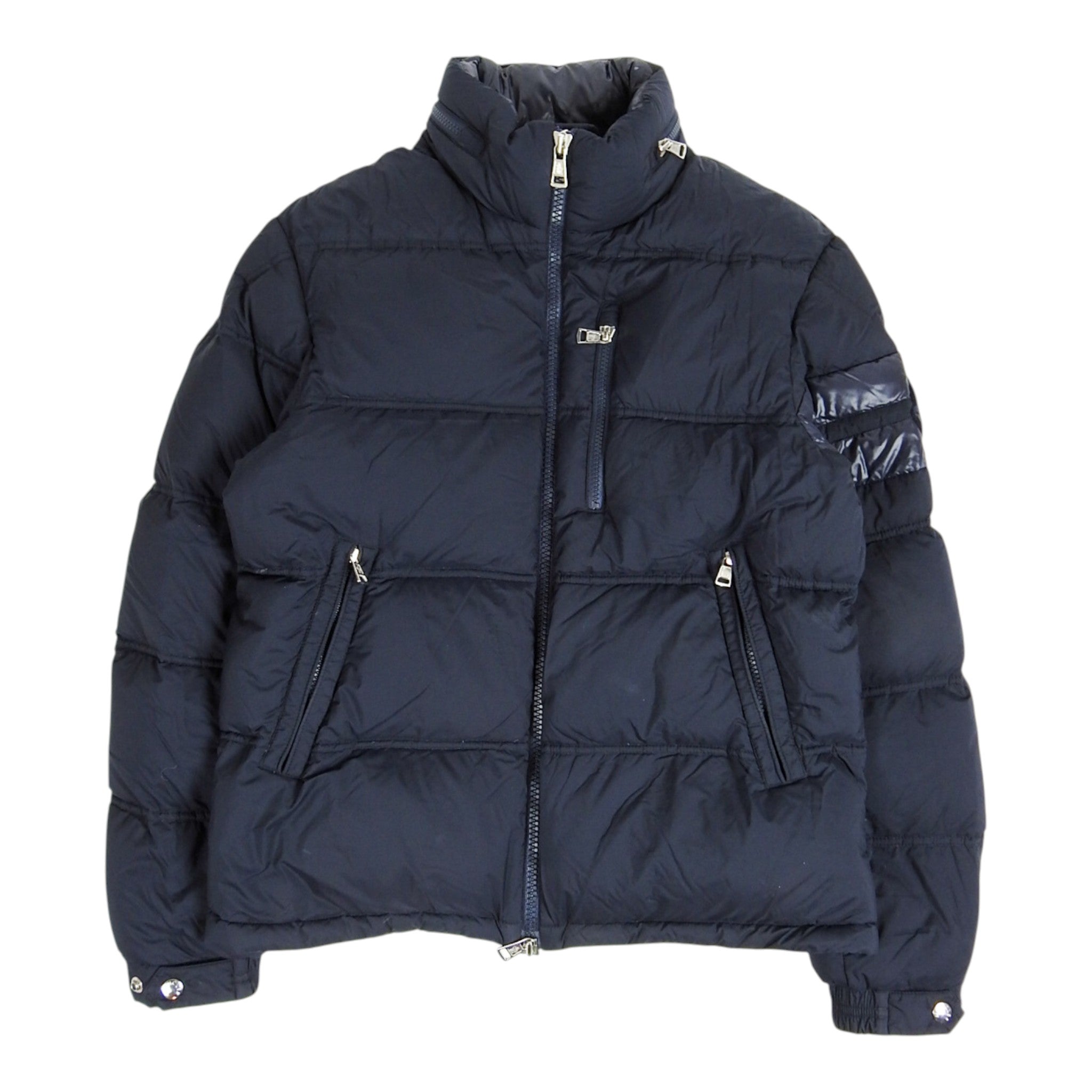 Moncler Navy Puffer Jacket with Retractable Hood Size 1