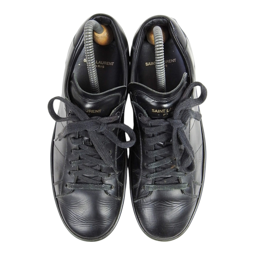 Saint Laurent Black Lowtop Leather Sneakers Size 41.5