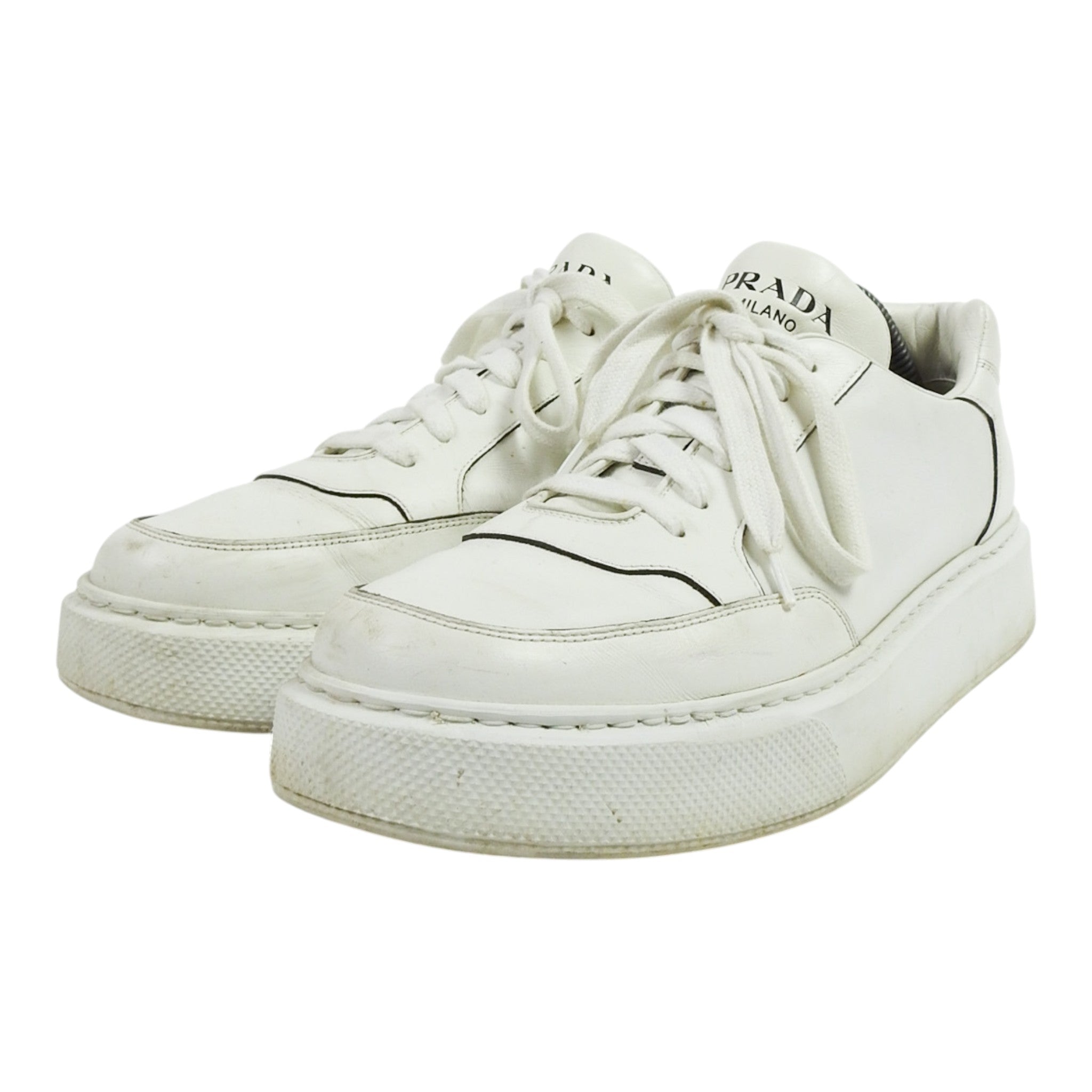 Prada White Leather Sneakers Size 11