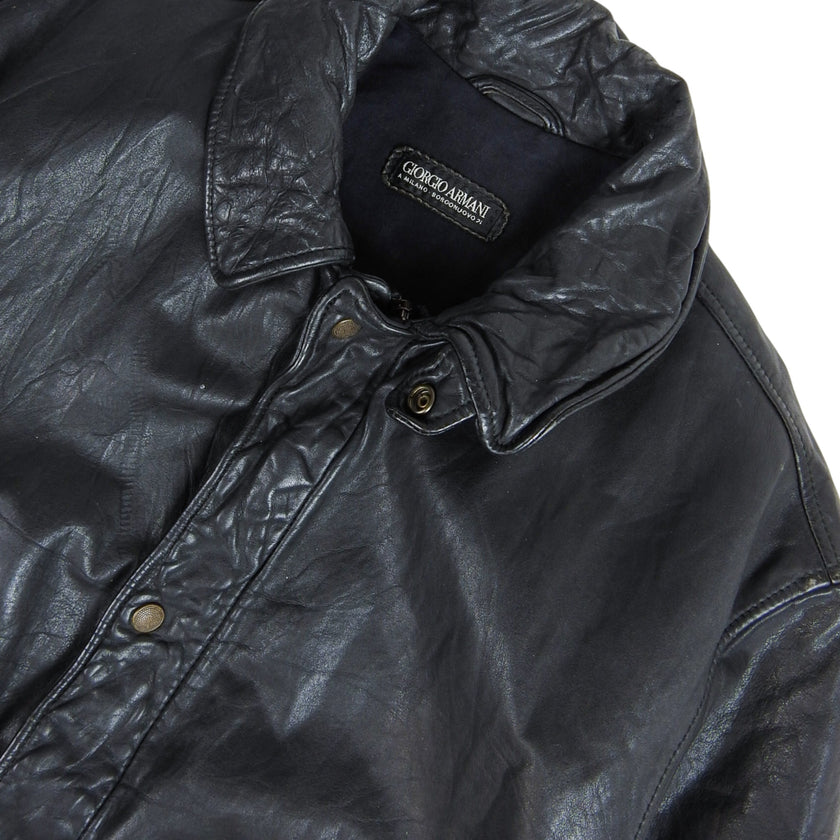 Giorgio Armani Leather Jacket Size 52