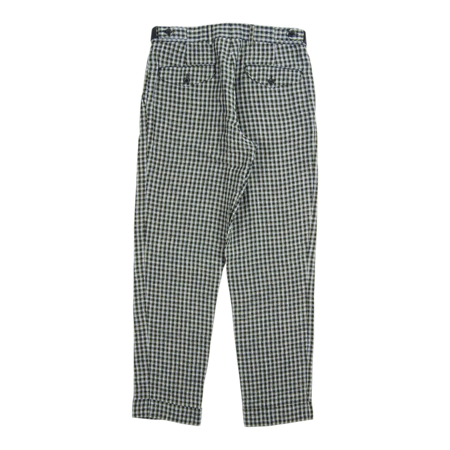 Dries Van Noten Black/Yellow Linen Check Trousers Size 46