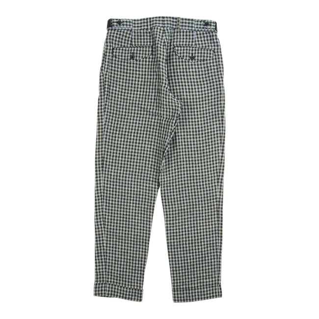 Dries Van Noten Black/Yellow Linen Check Trousers Size 46