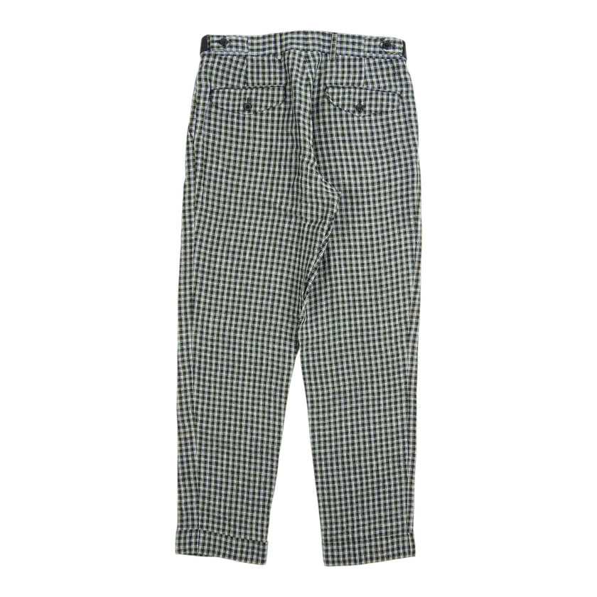 Dries Van Noten Black/Yellow Linen Check Trousers Size 46