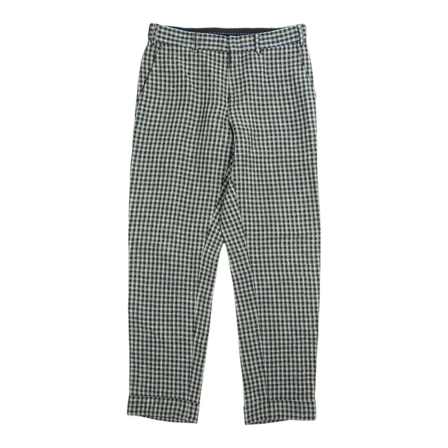 Dries Van Noten Black/Yellow Linen Check Trousers Size 46