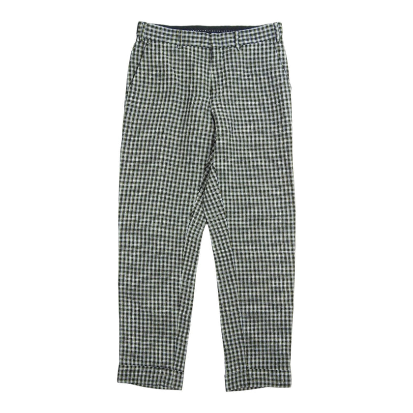Dries Van Noten Black/Yellow Linen Check Trousers Size 46