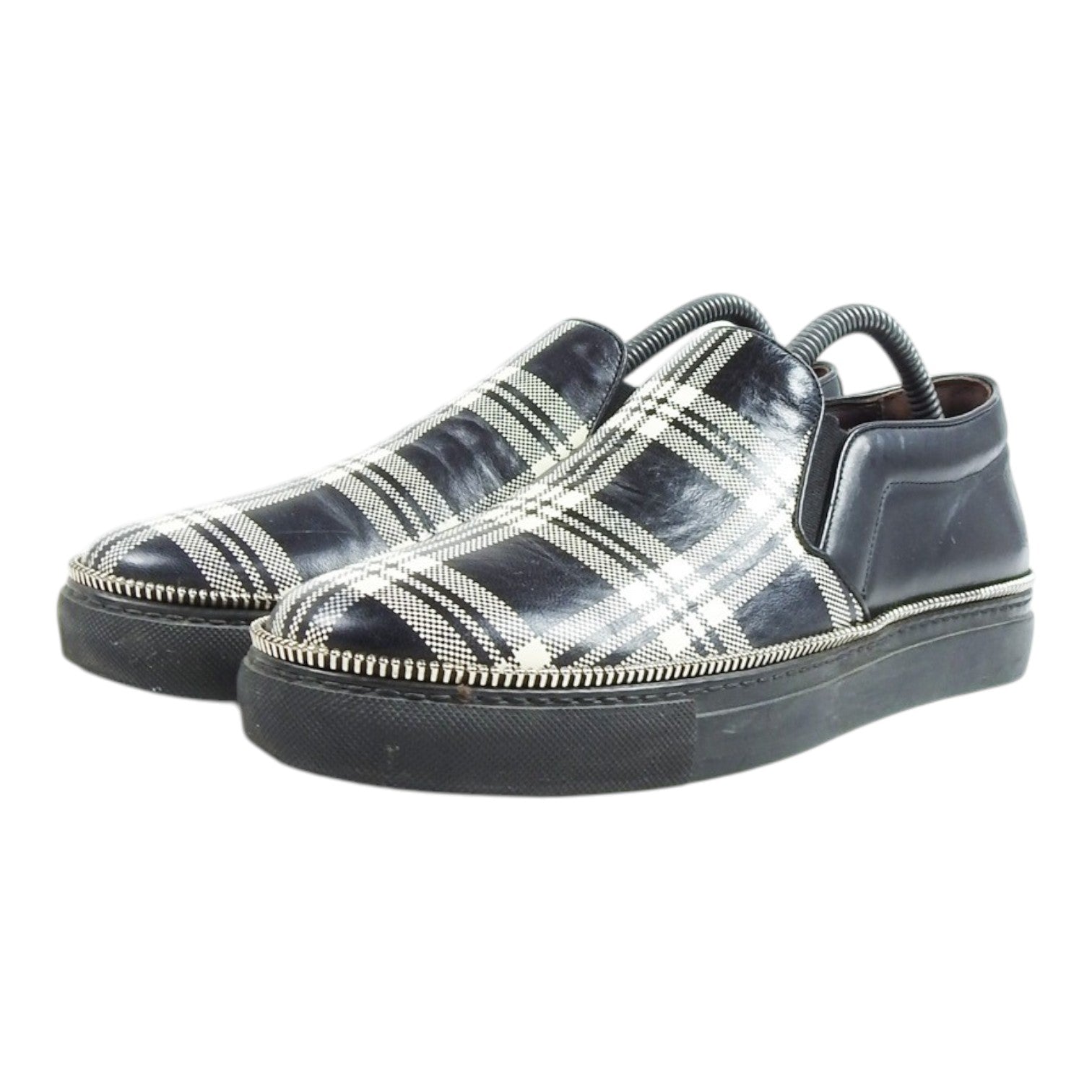 Alexander McQueen Plaid Leather Slip-On Shoes Size 41
