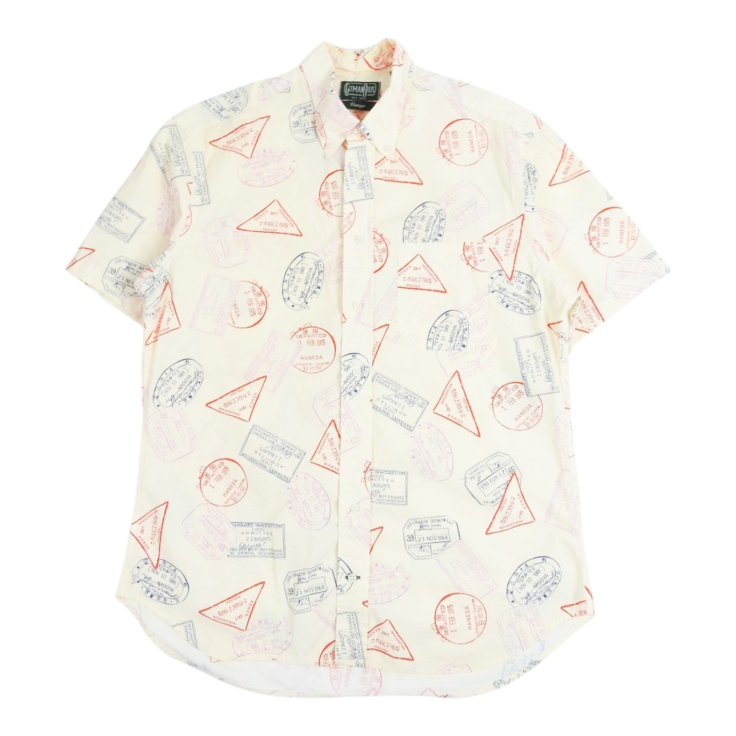Gitman Bro's SS Passport Stamp Shirt Size Large