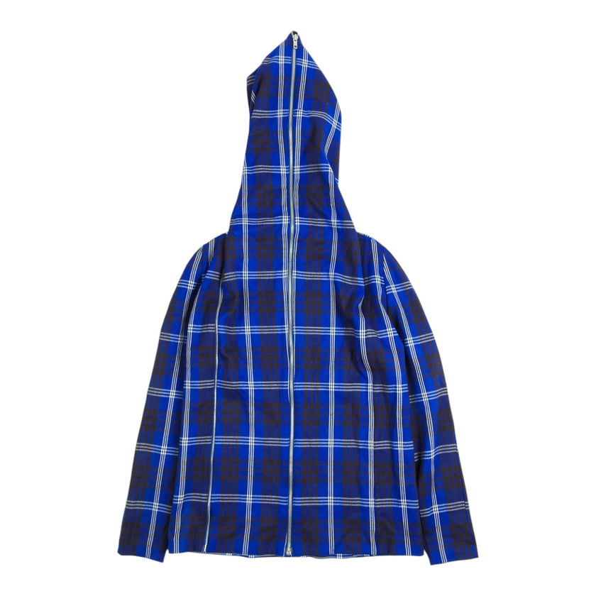 Issey Miyake Blue Plaid Zipper Hoodie Size Medium