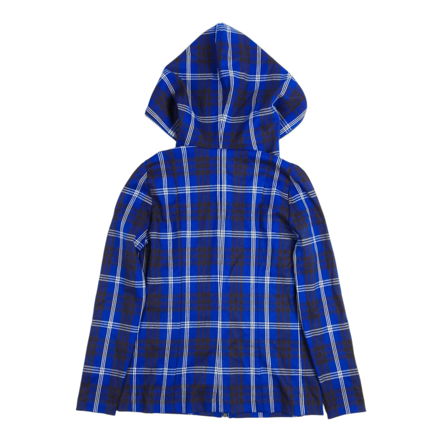 Issey Miyake Blue Plaid Zipper Hoodie Size Medium