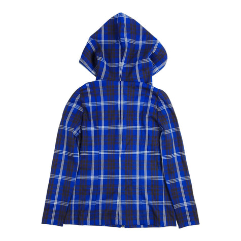 Issey Miyake Blue Plaid Zipper Hoodie Size Medium
