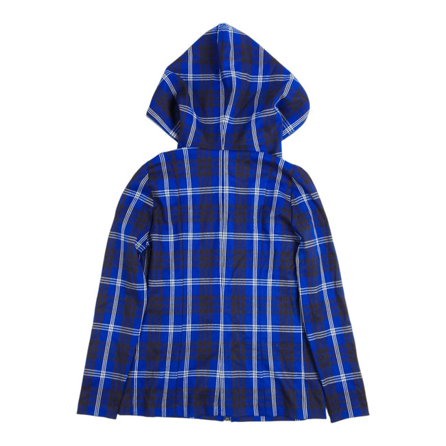 Issey Miyake Blue Plaid Zipper Hoodie Size Medium