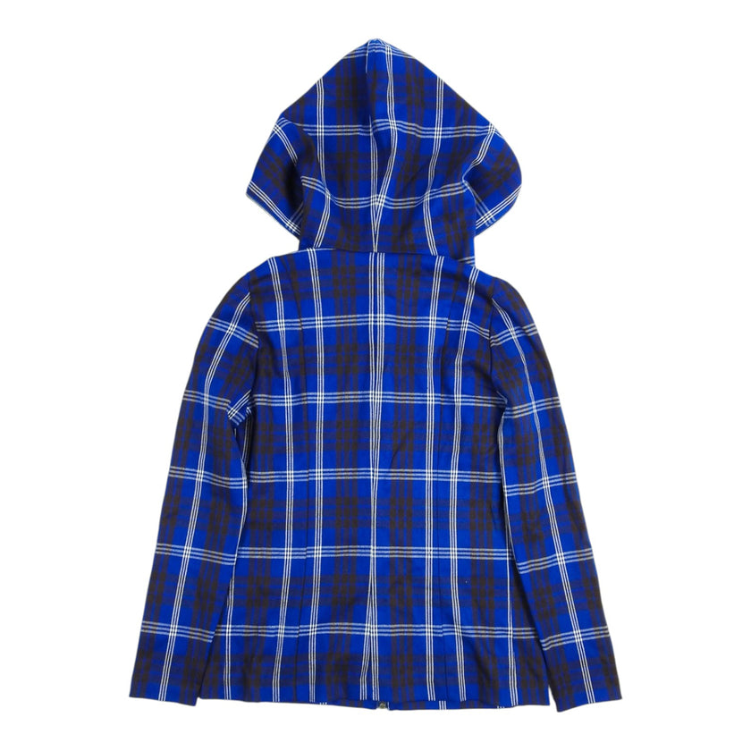 Issey Miyake Blue Plaid Zipper Hoodie Size Medium