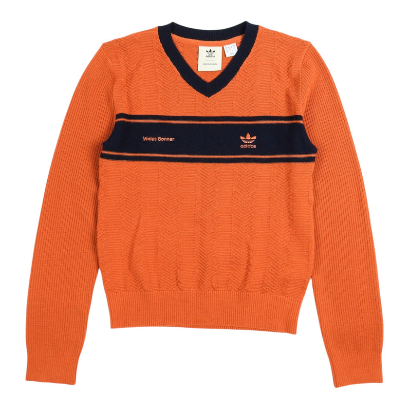 Adidas x Wales Bonner Orange/Blue V Neck Sweater Size Small
