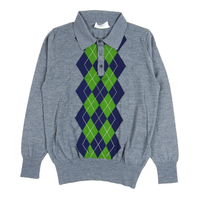 AMI LS Argyle Knit Polo Size Large