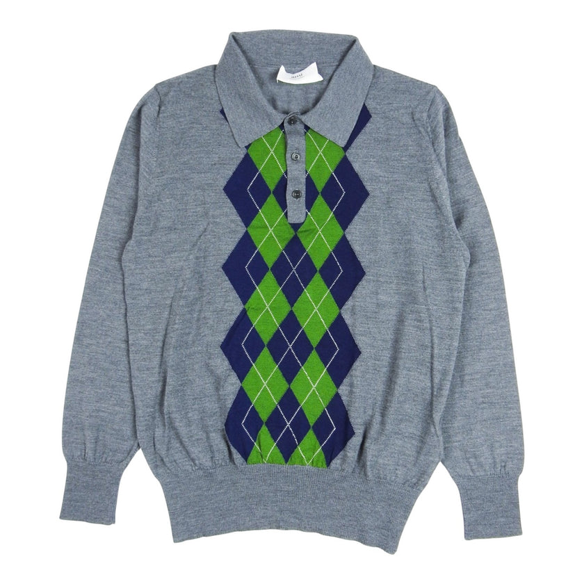 AMI LS Argyle Knit Polo Size Large
