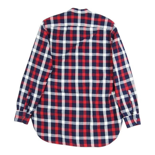 Barena Blue/Red/White Check Collarless Polo Shirt Size 48