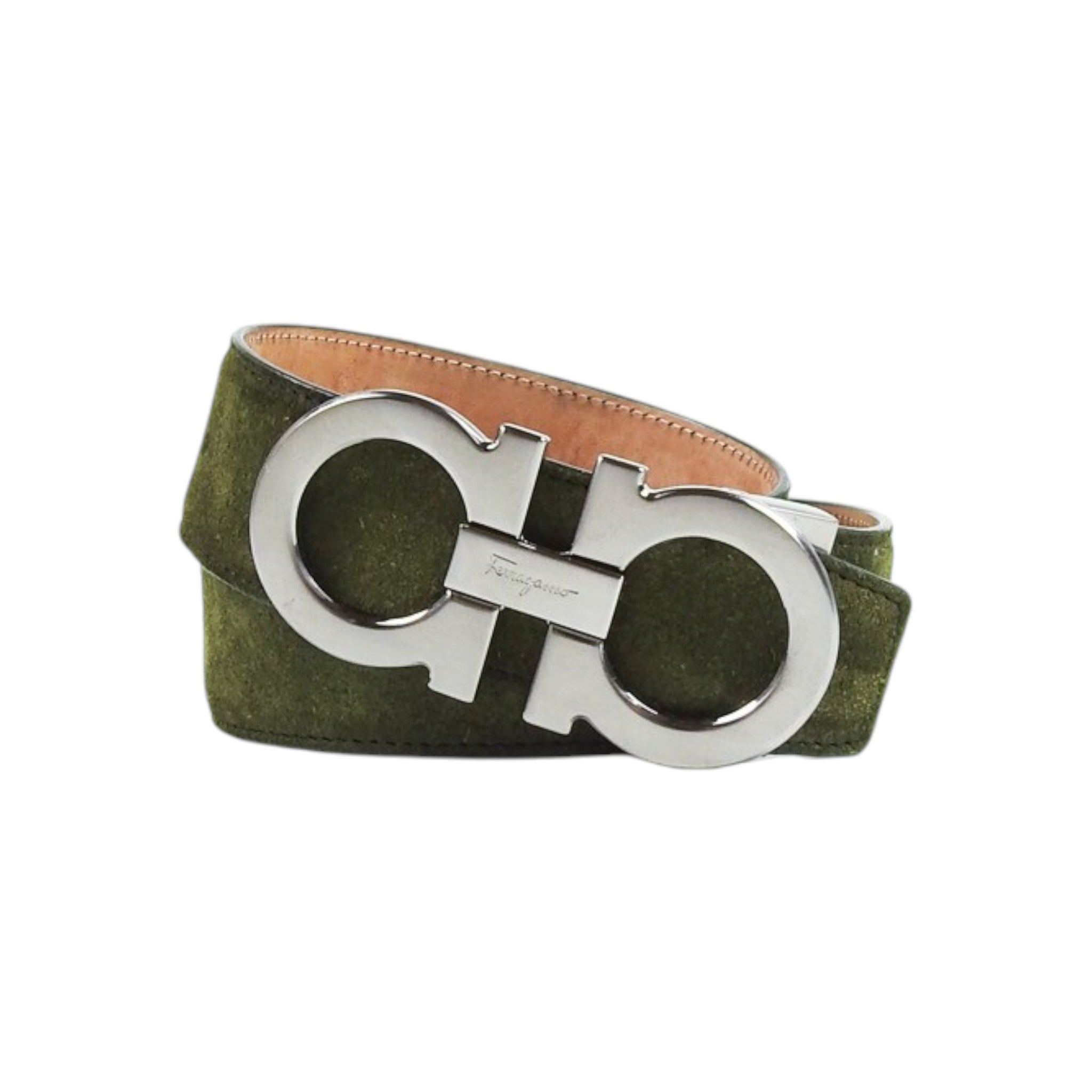 Salvatore Ferragamo Green Suede Belt