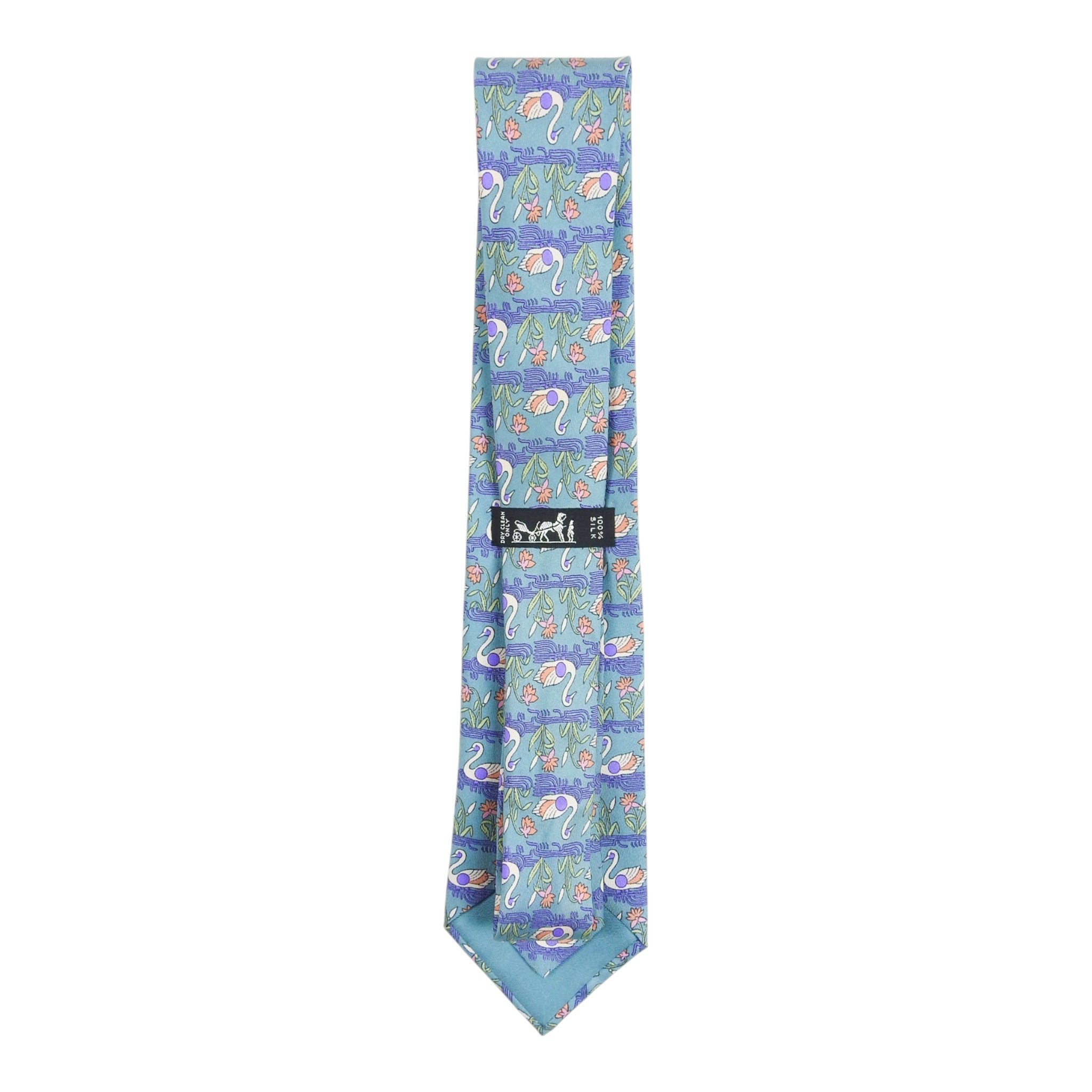 Hermes Teal Swan Tie