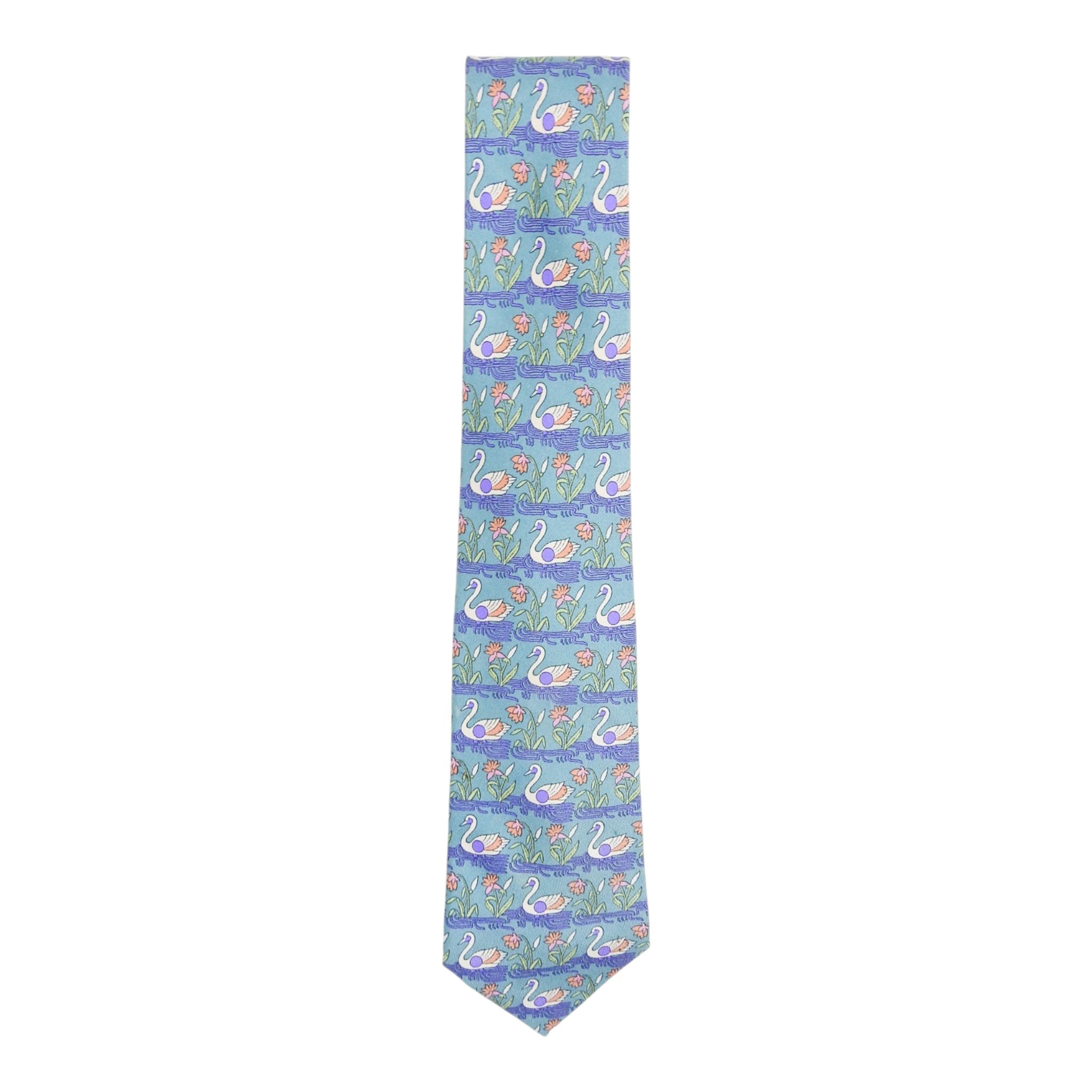 Hermes Teal Swan Tie