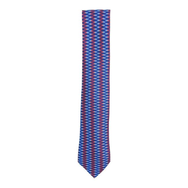 Hermes Blue/Red Thread Tie