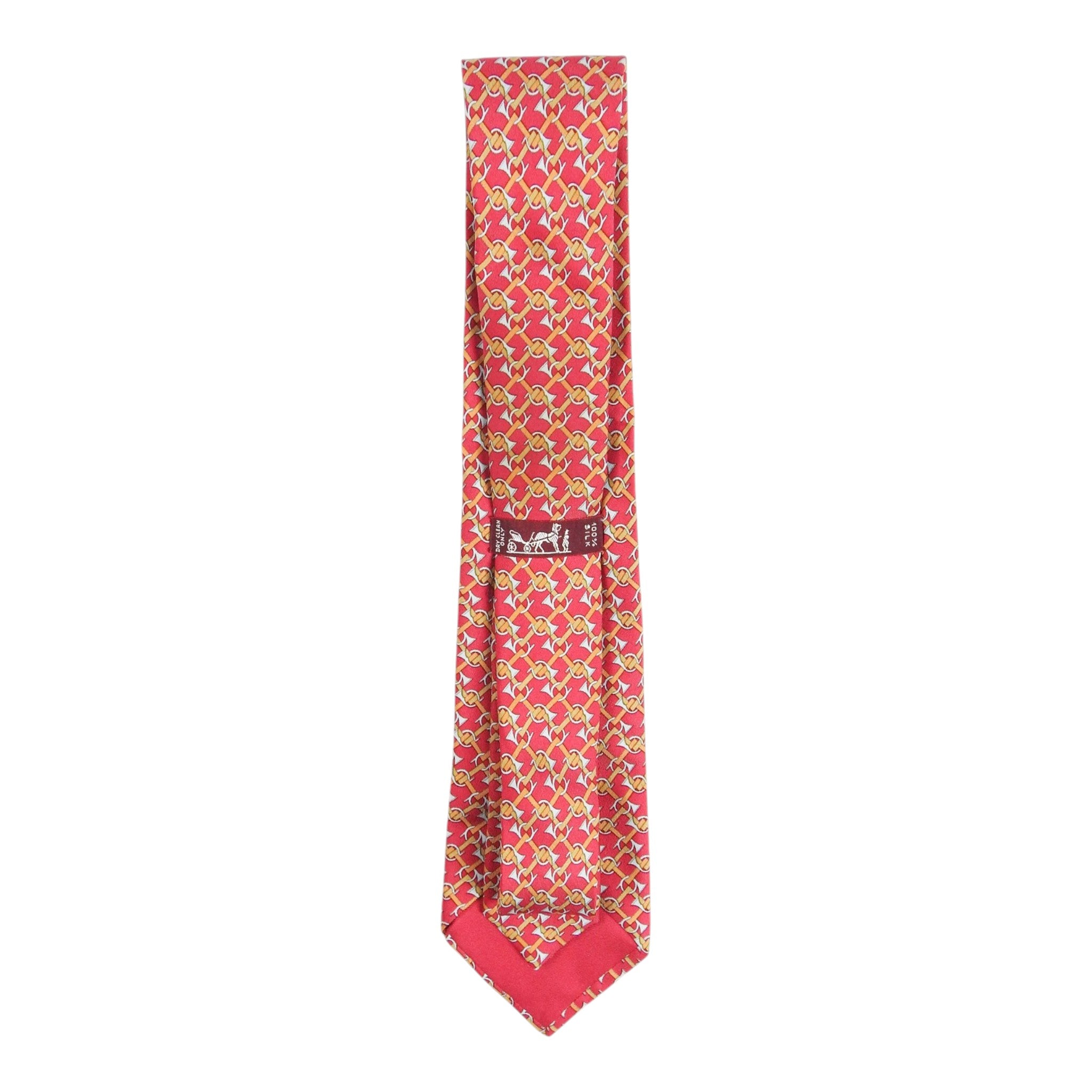 Hermes Red French Horn Tie
